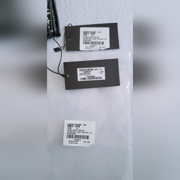 Authentic Saint Laurent YSL Checked Boucle Tweed Wool & Leather Gloves - Picture 14 of 16